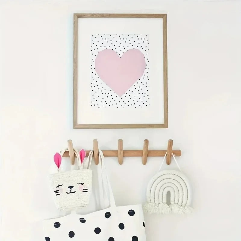 Solid Oak Wall Hook Rack Scandinavian Wooden Coat Rack Wall Mounted Peg Rail for Entryway Bathroom and Bedroom