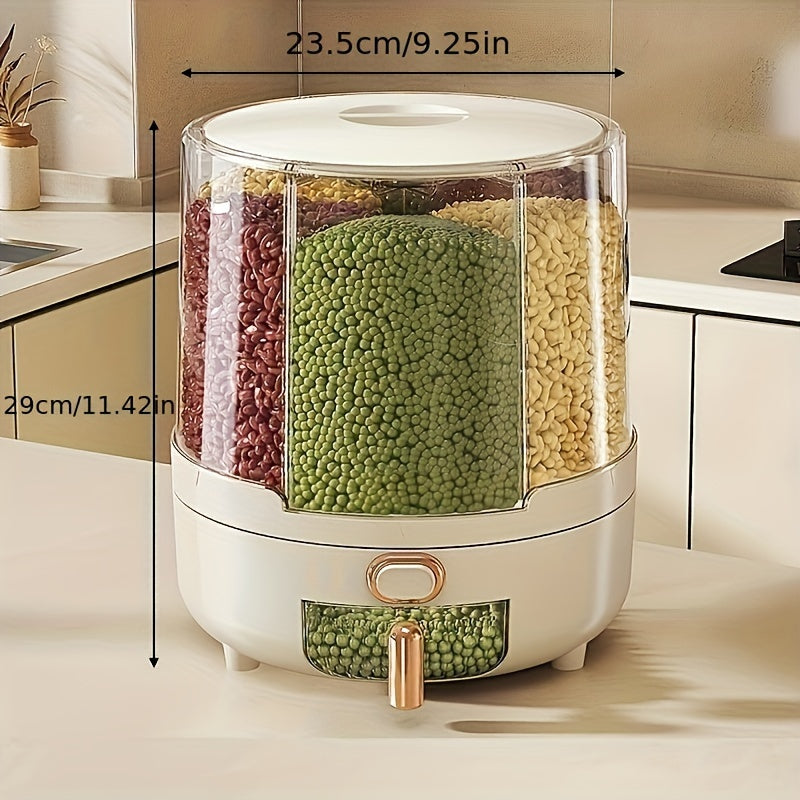 Rotating Rice Dispenser Airtight Dry Food Storage Container with Compartments and Push Button Dispensing for Grains and Cereal