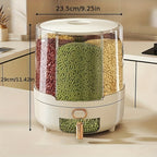 Rotating Rice Dispenser Airtight Dry Food Storage Container with Compartments and Push Button Dispensing for Grains and Cereal