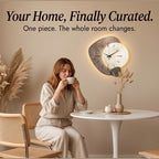 Backlit Moon Wall Clock with Stone Texture Frame and Silent Movement