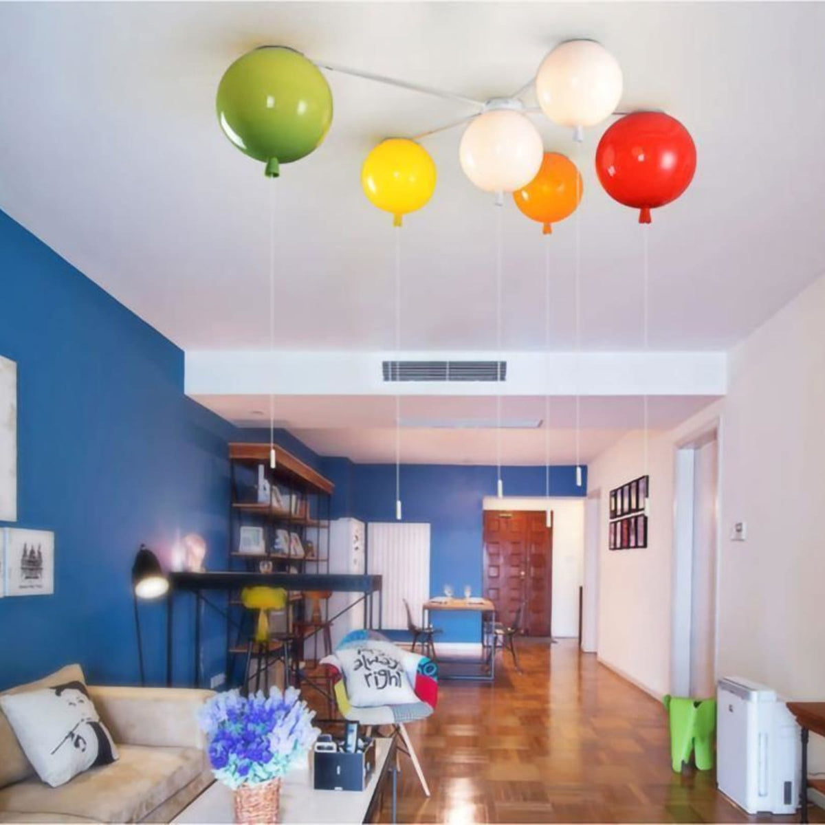 Balloon Flush Mount Ceiling Light with Glossy Acrylic Shade for Kids Room