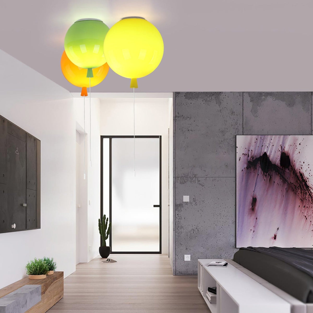 Balloon Flush Mount Ceiling Light with Glossy Acrylic Shade for Kids Room