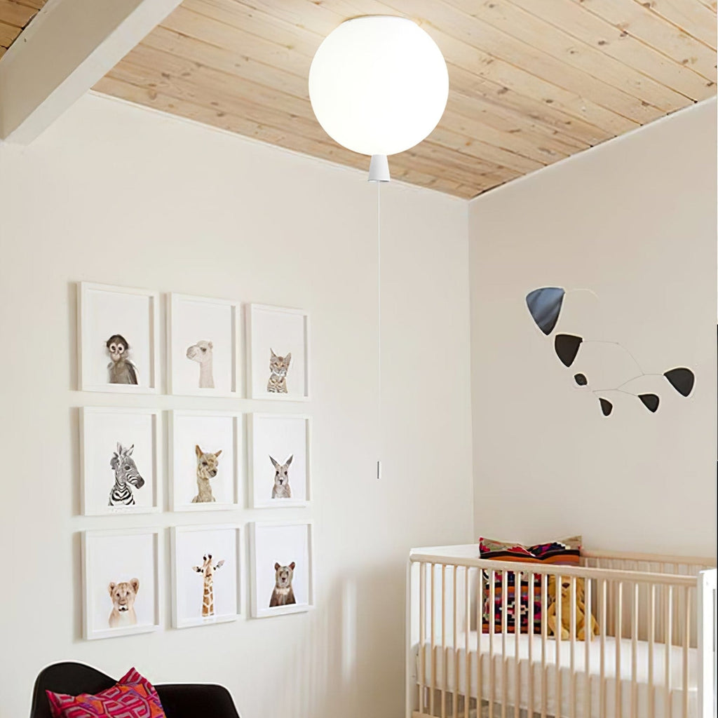 Balloon Flush Mount Ceiling Light with Glossy Acrylic Shade for Kids Room