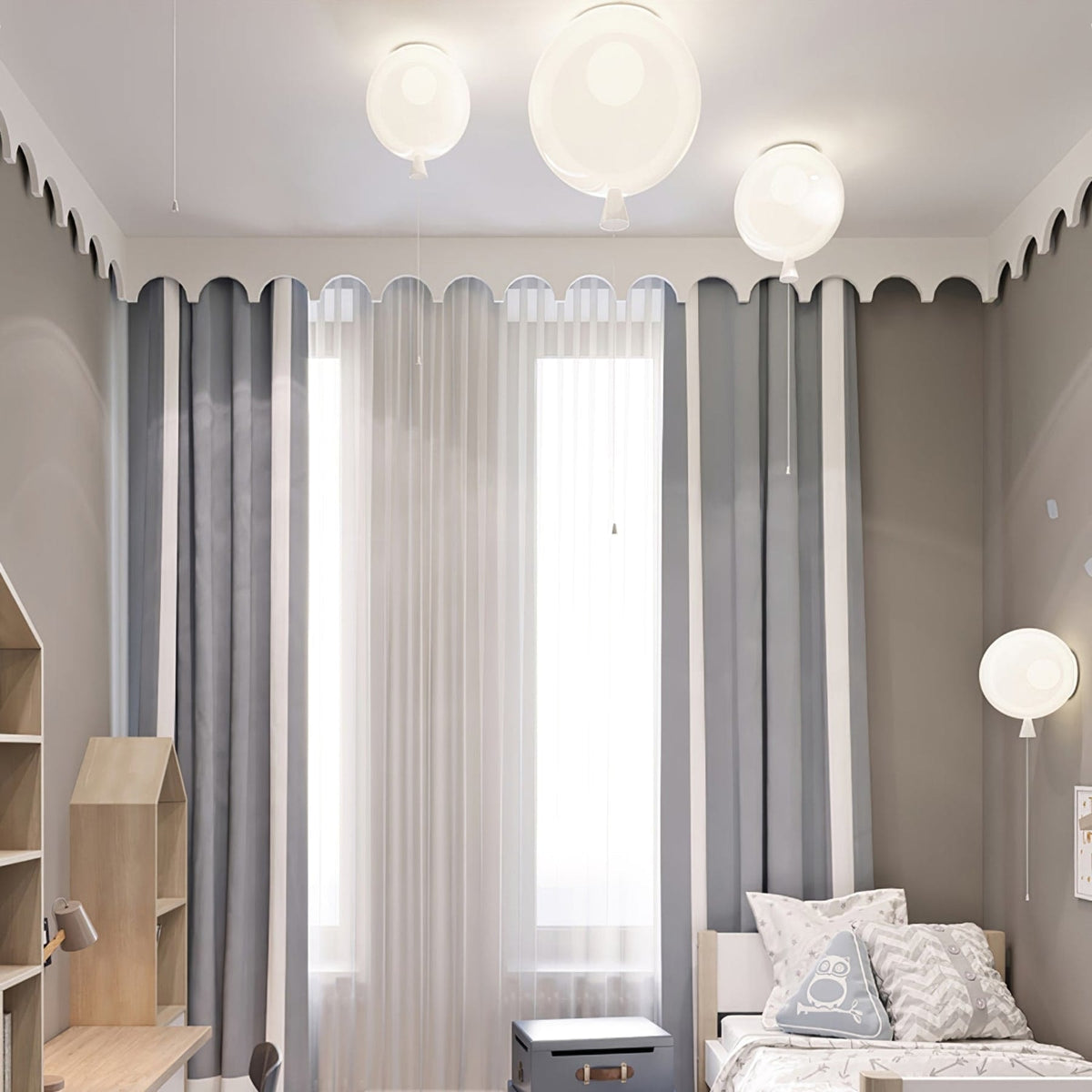 Balloon Flush Mount Ceiling Light with Glossy Acrylic Shade for Kids Room