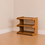 Bamboo Shoe Rack with Curved Side Panels and Open Tiered Shelves for Entryway