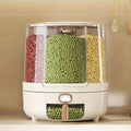 Rotating Rice Dispenser Airtight Dry Food Storage Container with Compartments and Push Button Dispensing for Grains and Cereal