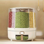 Rotating Rice Dispenser Airtight Dry Food Storage Container with Compartments and Push Button Dispensing for Grains and Cereal