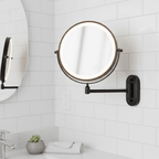 LED Magnifying Makeup Mirror Wall Mounted Rechargeable with Adjustable Brightness and Extendable Swivel Arm