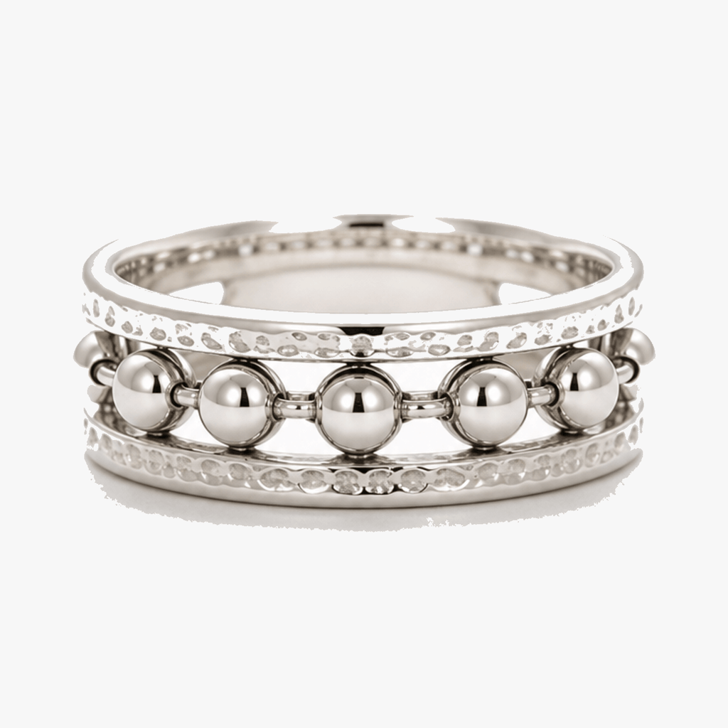 Adjustable Stainless Steel Fidget Spinner Ring with Rotating Charm Band