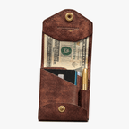 Vintage Faux Leather Snap Wallet with Card Slots and Pen Holder
