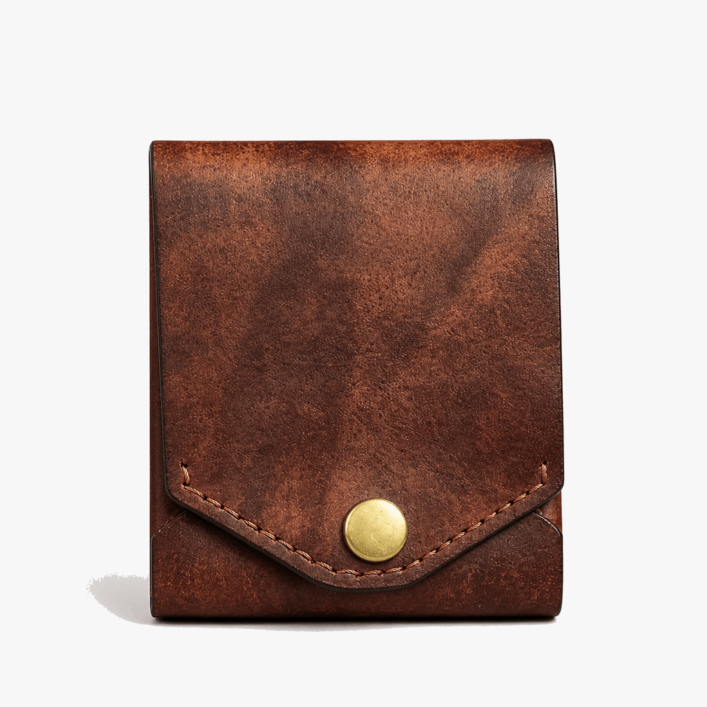 Vintage Faux Leather Snap Wallet with Card Slots and Pen Holder