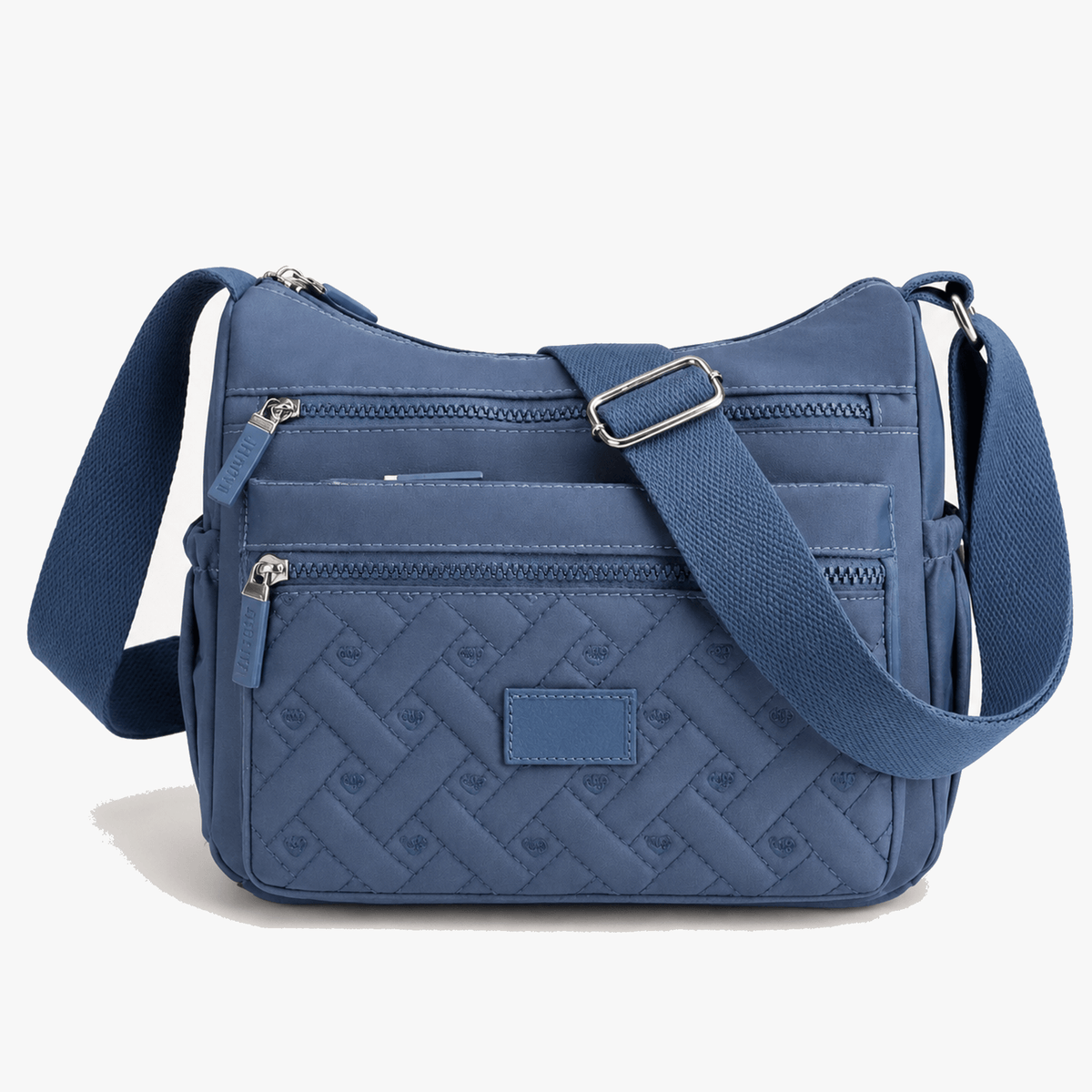 Lightweight Quilted Nylon Crossbody Bag with Multiple Zippered Pockets