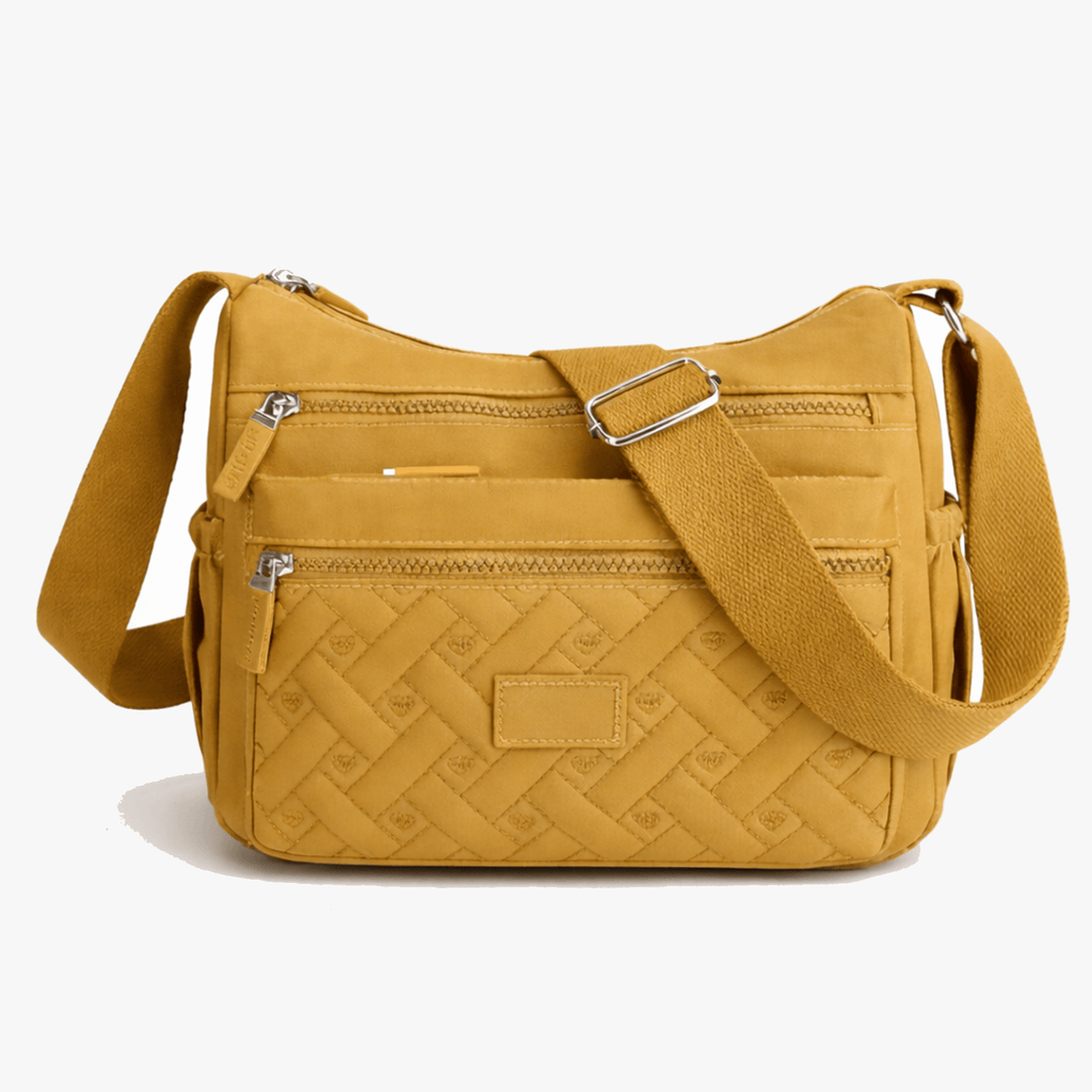 Lightweight Quilted Nylon Crossbody Bag with Multiple Zippered Pockets