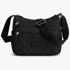 Lightweight Quilted Nylon Crossbody Bag with Multiple Zippered Pockets