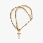 Handmade Beaded Rosary Bracelet with Cross Charm and Magnetic Clasp