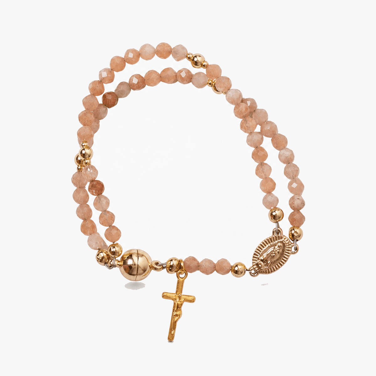 Handmade Beaded Rosary Bracelet with Cross Charm and Magnetic Clasp