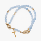 Handmade Beaded Rosary Bracelet with Cross Charm and Magnetic Clasp