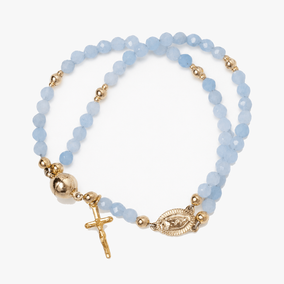 Handmade Beaded Rosary Bracelet with Cross Charm and Magnetic Clasp
