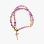 Handmade Beaded Rosary Bracelet with Cross Charm and Magnetic Clasp