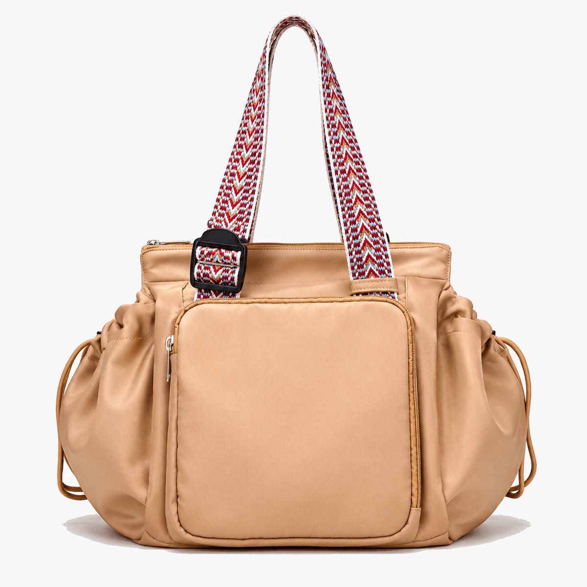 Convertible Nylon Tote Bag with Backpack Straps and Multiple Pockets
