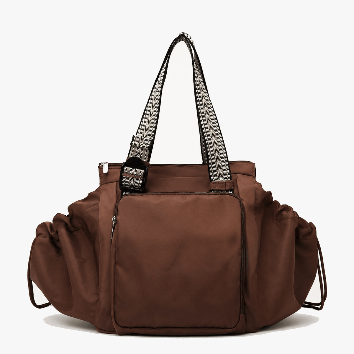 Convertible Nylon Tote Bag with Backpack Straps and Multiple Pockets