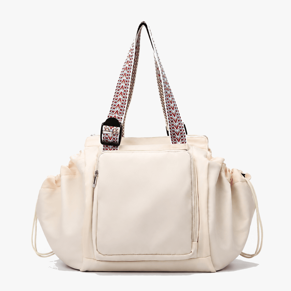 Convertible Nylon Tote Bag with Backpack Straps and Multiple Pockets