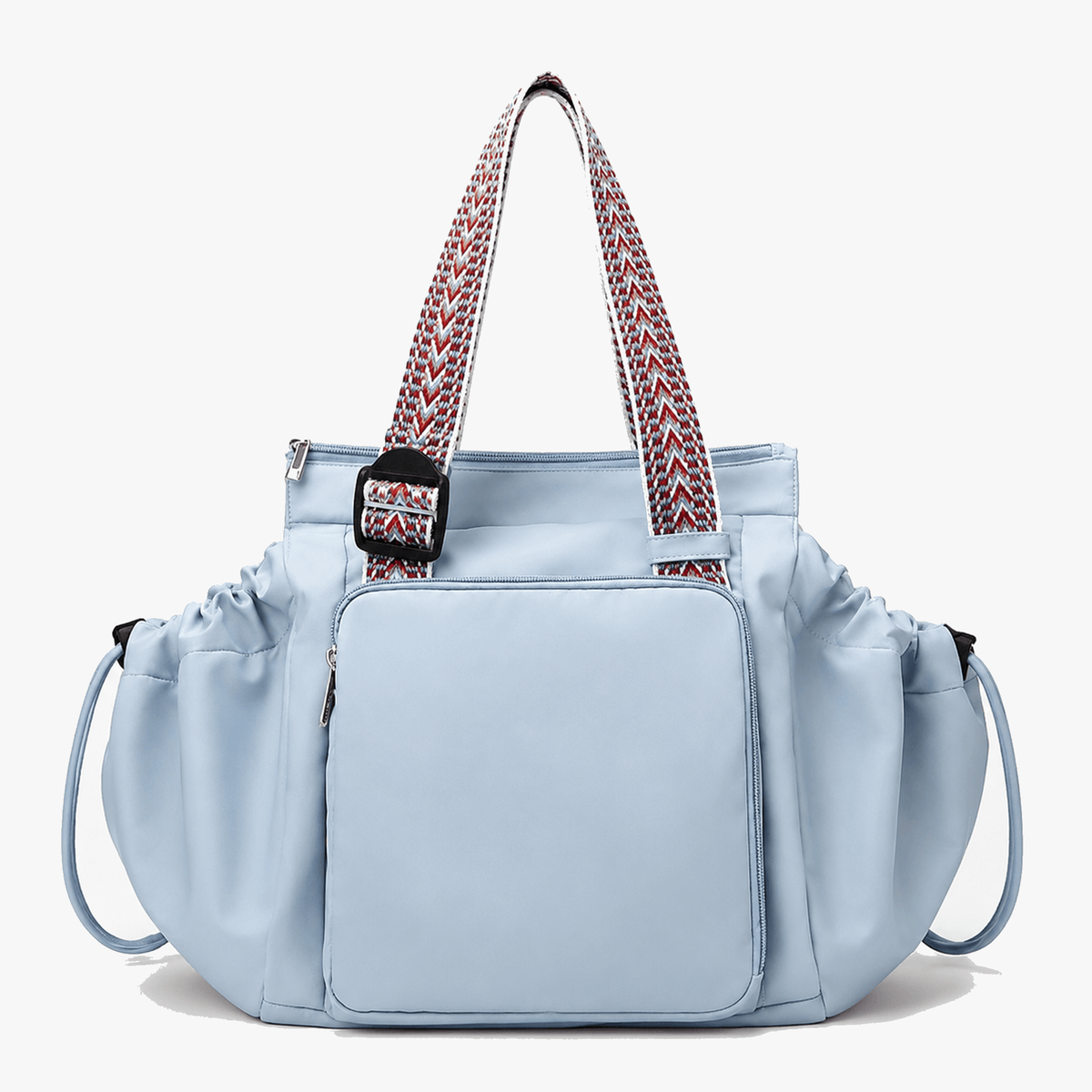Convertible Nylon Tote Bag with Backpack Straps and Multiple Pockets