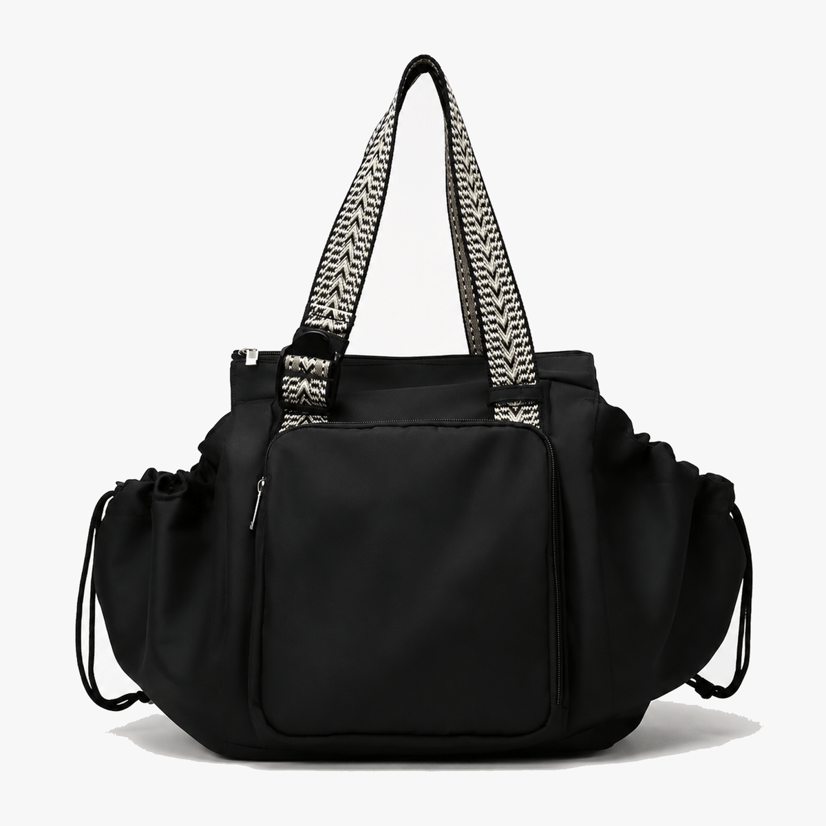 Convertible Nylon Tote Bag with Backpack Straps and Multiple Pockets