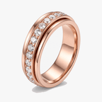 Zirconia Spinner Ring in Polished Titanium Steel with Rotating Band