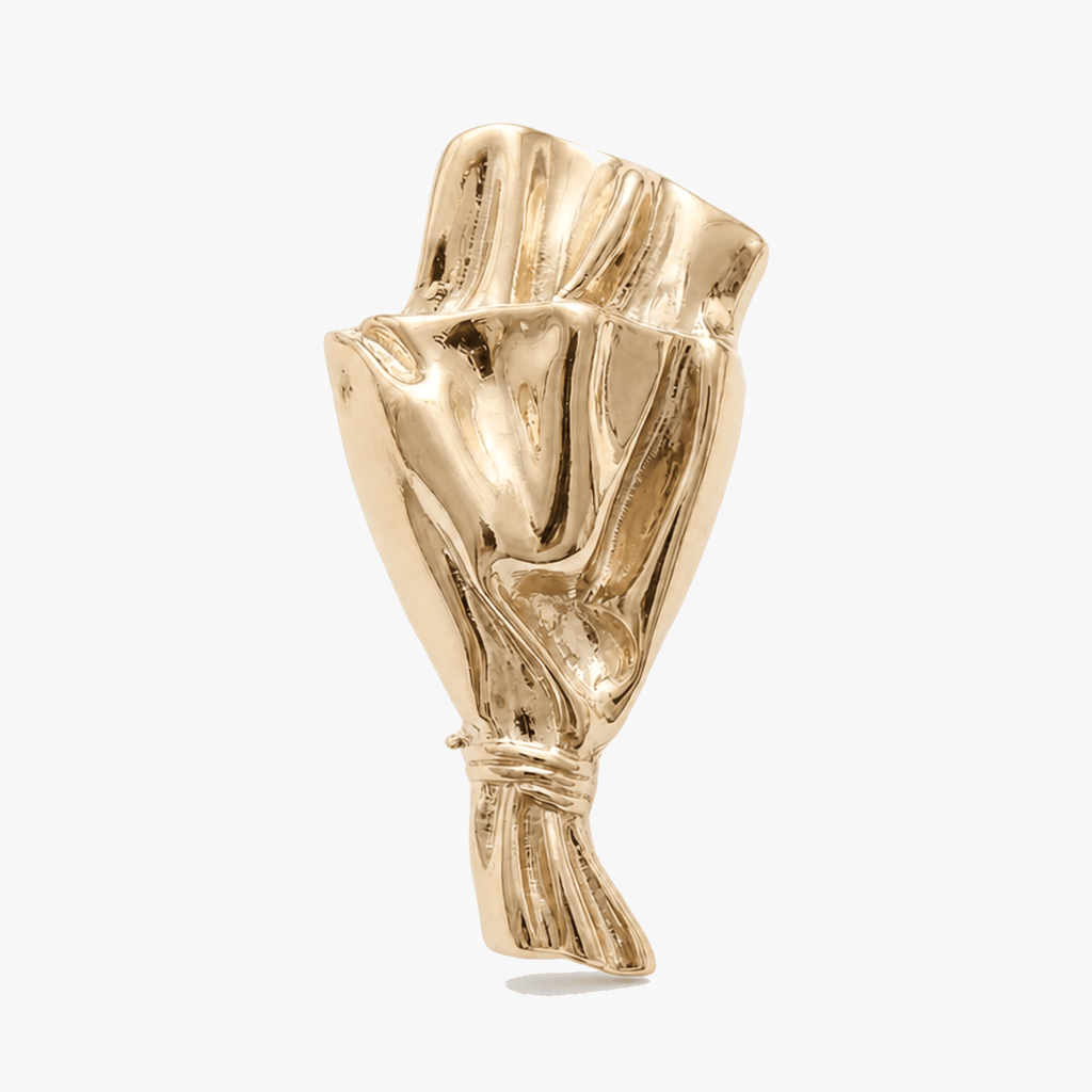 Wearable Mini Flower Vase Brooch with Polished Bouquet Design