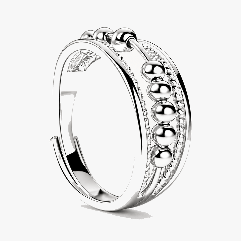 Adjustable Stainless Steel Fidget Spinner Ring with Rotating Charm Band