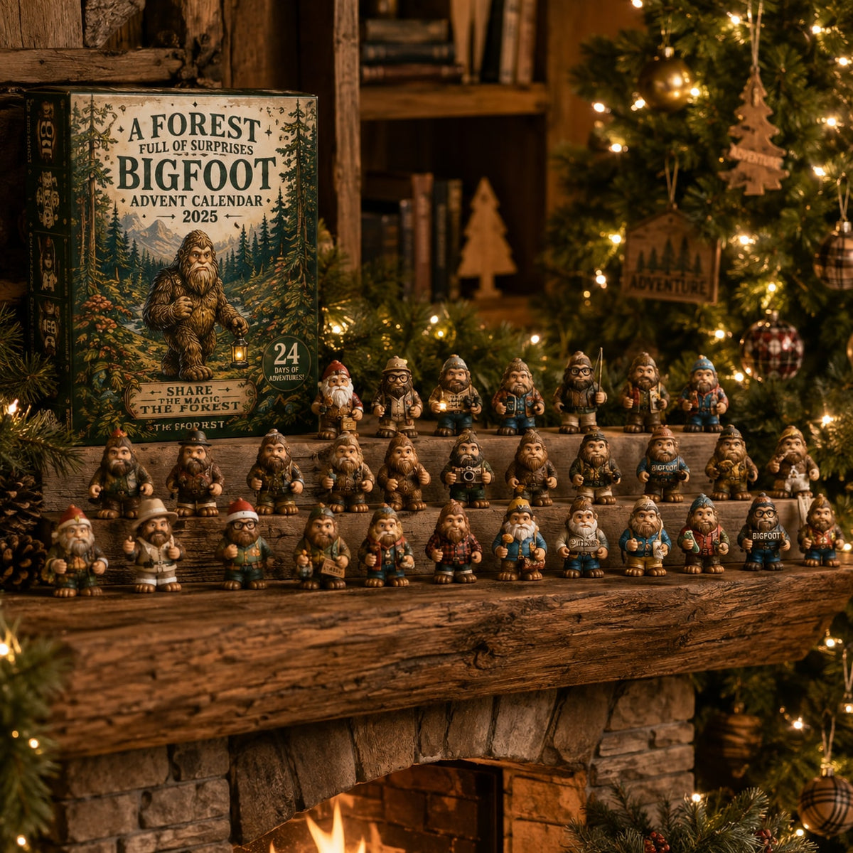 Bigfoot Advent Calendar with Collectible Sasquatch Figurines for Christmas