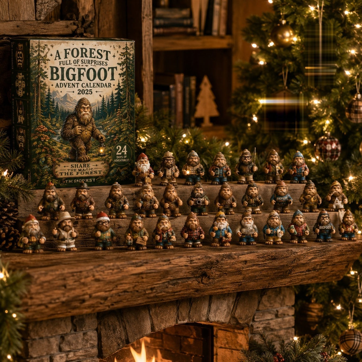 Bigfoot Advent Calendar with Collectible Sasquatch Figurines for Christmas