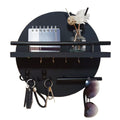 Round Wooden Key Holder for Wall with Shelf and Hooks Entryway Organizer Wall Mounted Mail and Key Rack with Metal Accents
