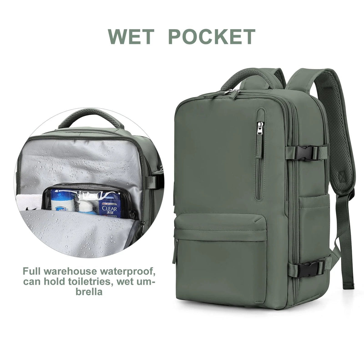 Large Travel Backpack for Women Waterproof Carry On Hiking Backpack with USB Charging Port Shoe Compartment and Wet Dry Pocket