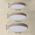 Round Flush Mount Ceiling Light with Wood Trim