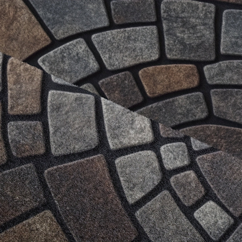 Half Circle Mosaic Door Mat Non-Slip Semicircle Welcome Mat Stone Pattern Indoor Outdoor Entryway Rug