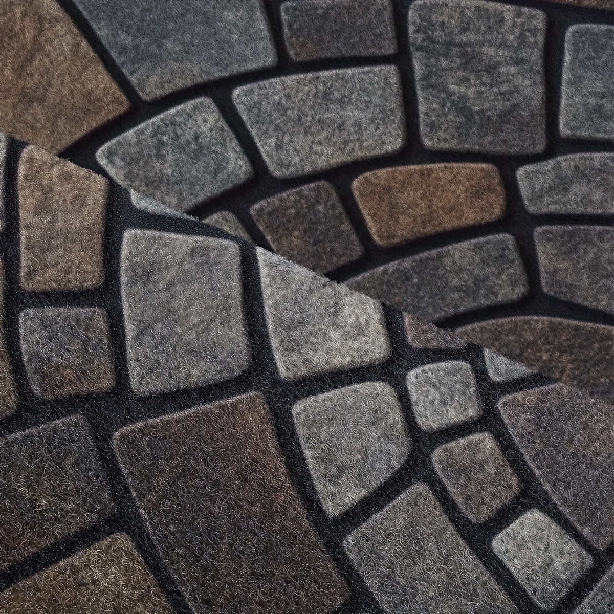 Half Circle Mosaic Door Mat Non-Slip Semicircle Welcome Mat Stone Pattern Indoor Outdoor Entryway Rug