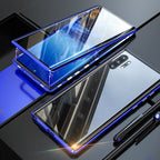 Magnetic Double-Sided Tempered Glass Phone Case for Samsung Galaxy Metal Frame Full Body Protection Self-Locking Buckle