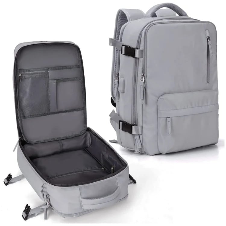 Large Travel Backpack for Women Waterproof Carry On Hiking Backpack with USB Charging Port Shoe Compartment and Wet Dry Pocket