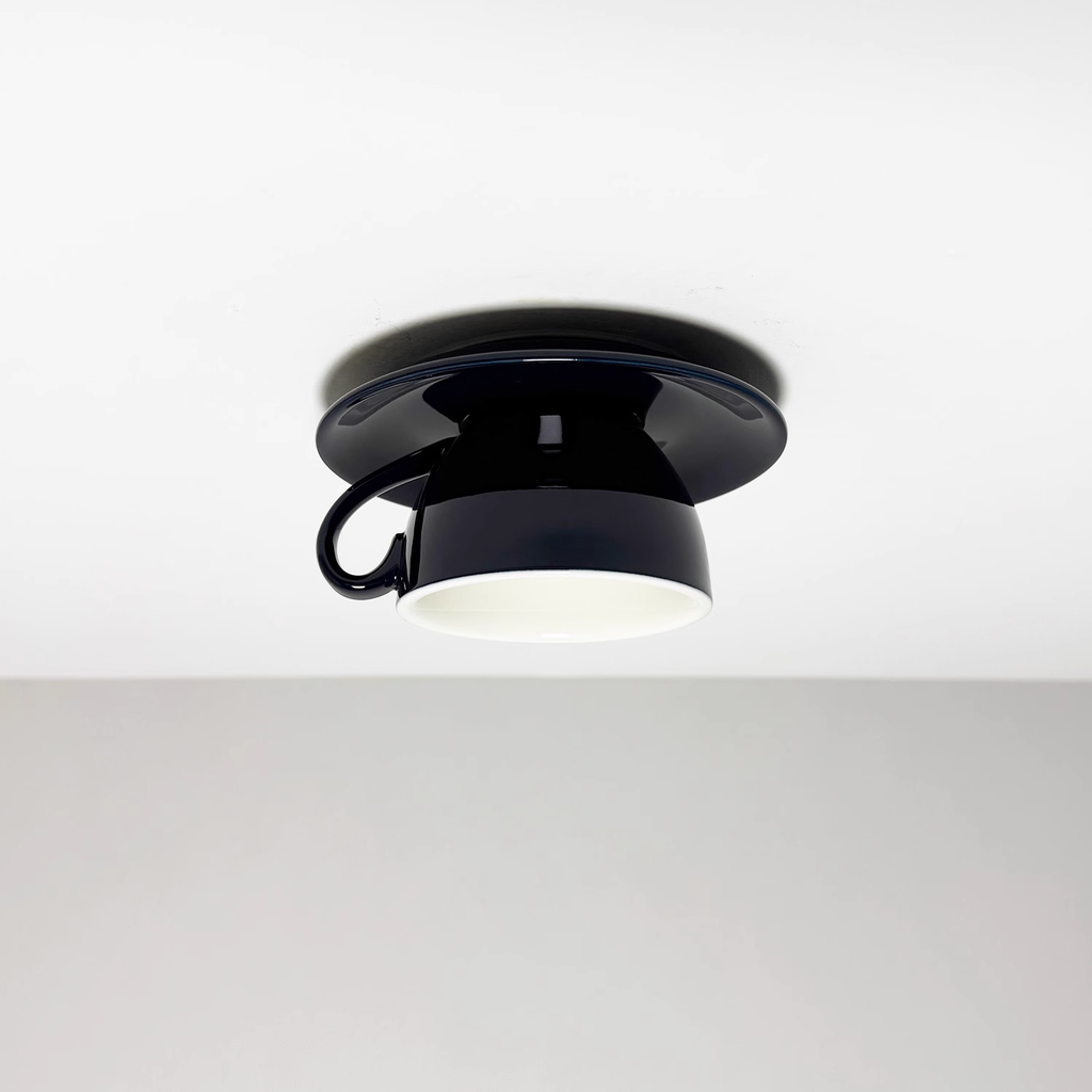 Modern Ceramic Flush Mount Ceiling Light With Gloss Finish in Navy Blue — Harbor Light Co.