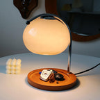 Candle Warmer Lamp with Glass Dome Shade and Wooden Tray Base