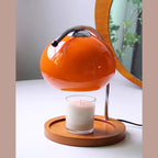Candle Warmer Lamp with Glass Dome Shade and Wooden Tray Base