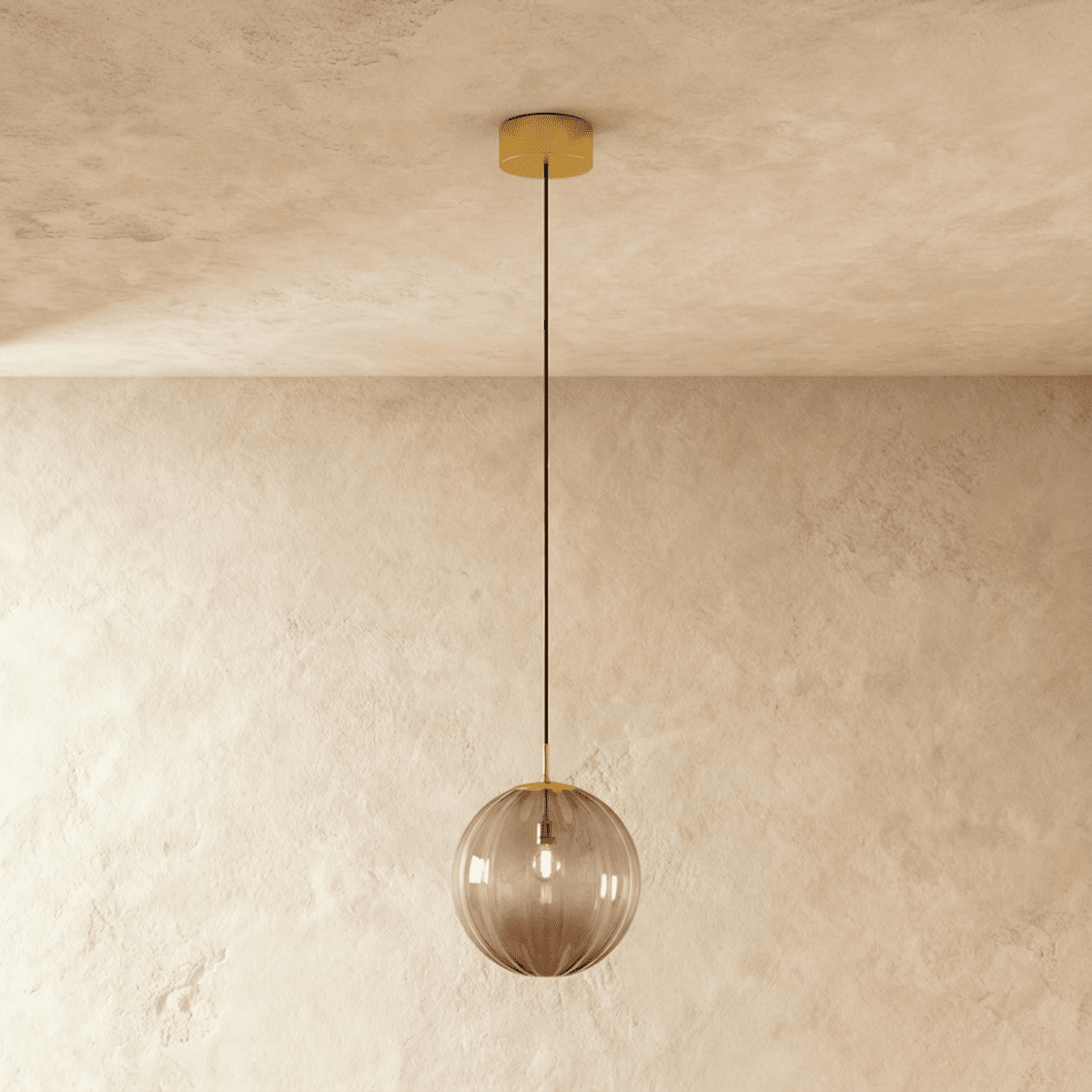 Glass Globe Pendant Light with Brass Ceiling Canopy