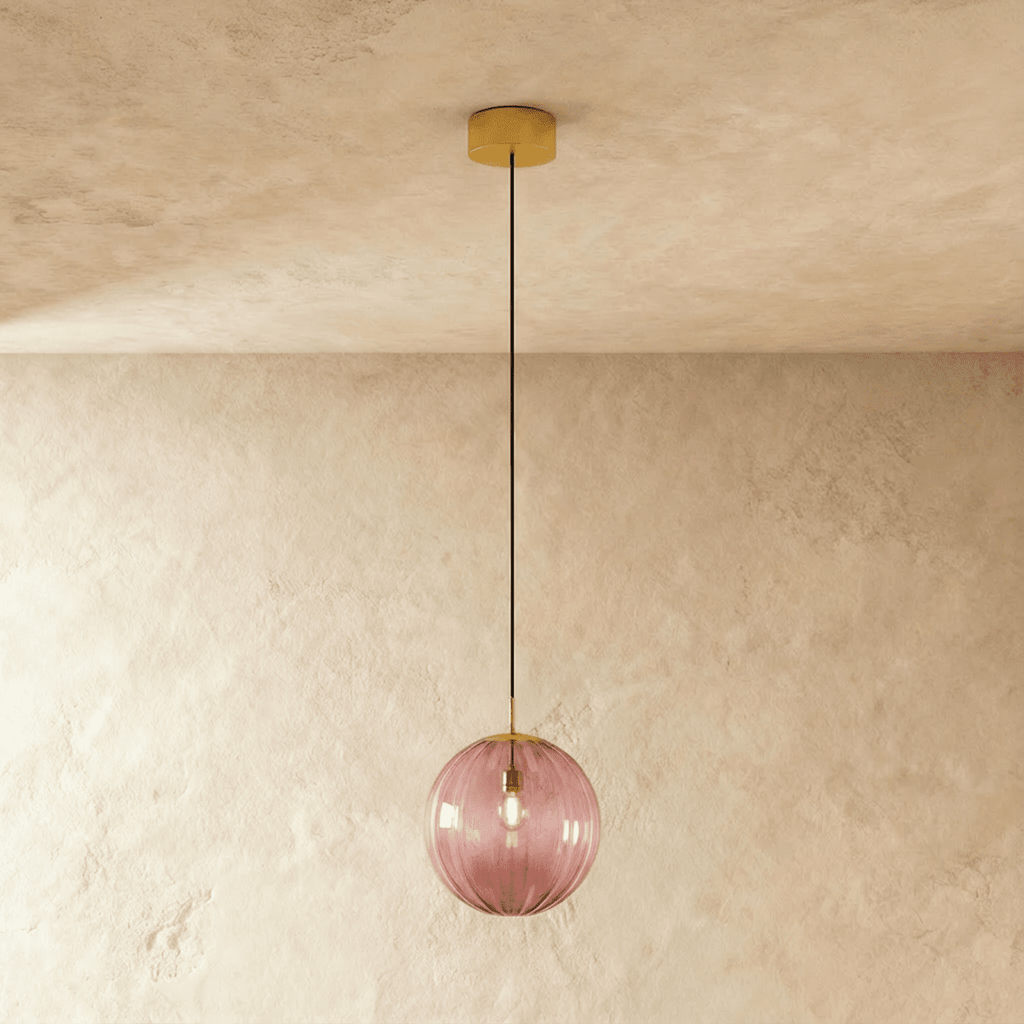 Glass Globe Pendant Light with Brass Ceiling Canopy