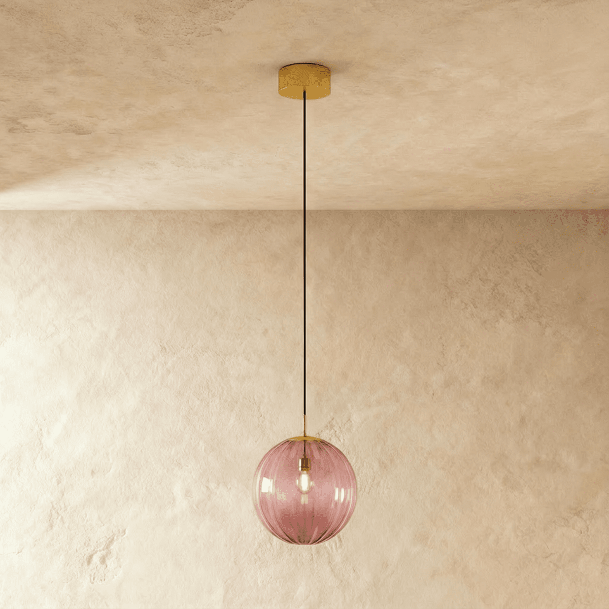 Glass Globe Pendant Light with Brass Ceiling Canopy