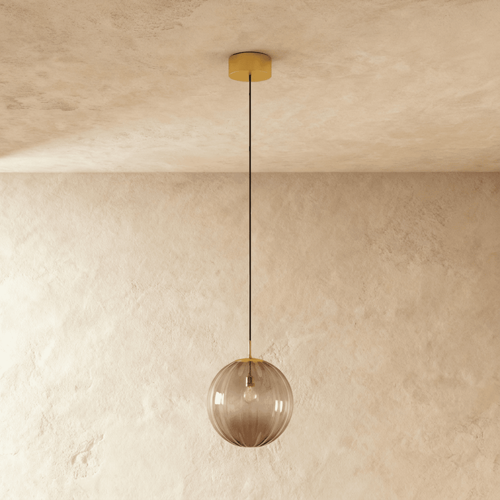 Glass Globe Pendant Light with Brass Ceiling Canopy