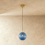 Glass Globe Pendant Light with Brass Ceiling Canopy