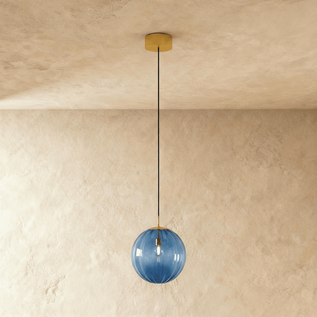 Glass Globe Pendant Light with Brass Ceiling Canopy