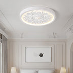 Carved Floral Relief LED Flush Mount Ceiling Light with Remote Dimming